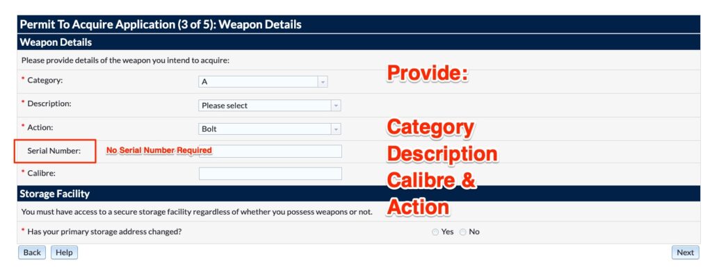 qld pta weapons details screen for dealer disposal otsa