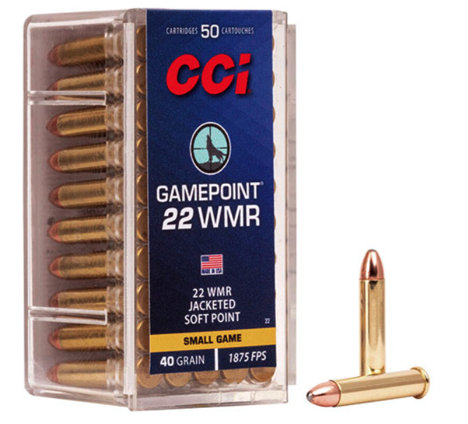 CCI 22WMR GAMEPOINT 40GR JSP 1875FPS